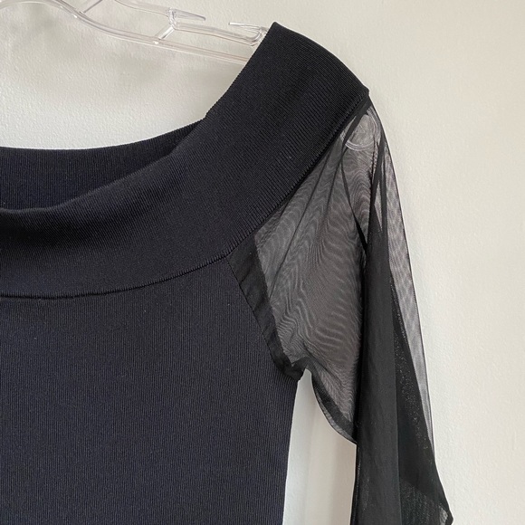 New off the shoulder sheer sleeve fitted black top - Picture 8 of 8